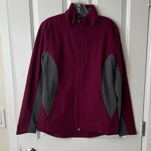 Cutter & Buck Burgundy and Gray Zip-Up Jacket